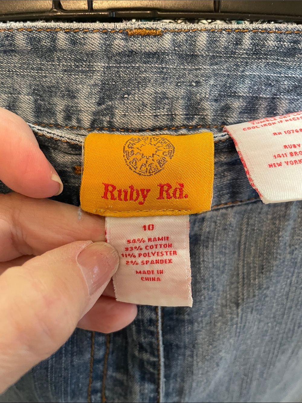 Ruby Rd. Light Blue Cropped Embroidered Hem Jeans - Picture 2 of 10